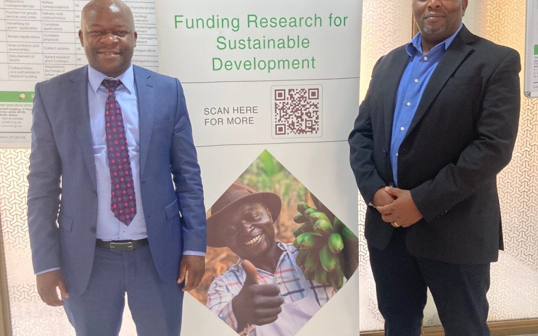 Discussions with Professor Dickson Andala, CEO National Research Fund Kenya (left) and Martin Thuo (right)